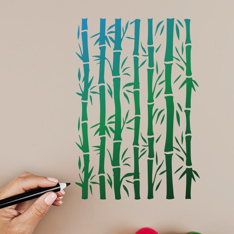 DOODLREAM 1pc Bamboo Wall Stencil for Painting, 11.698.27?Bamboo Branch Reusable Stencil for Wood Burning, Paint Templates DIY Craft Art Stencil on Wood Fabric Canvas Furniture Journal - Image 5